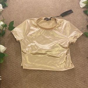 Electrica Cut Out Back Gold Short Sleeve Top / Size Medium / Tag On / Never Worn